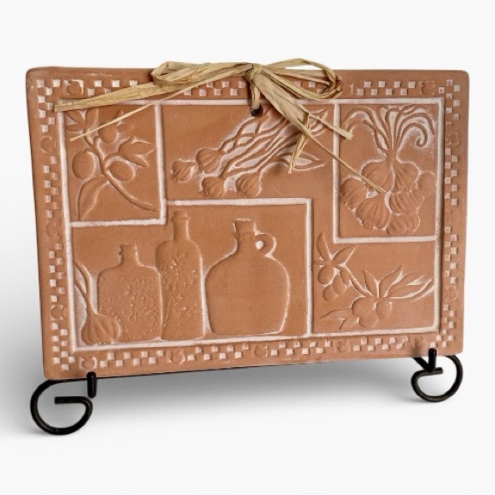 Susan Winget Terra Cotta bread warming tile, for use in a bread basket